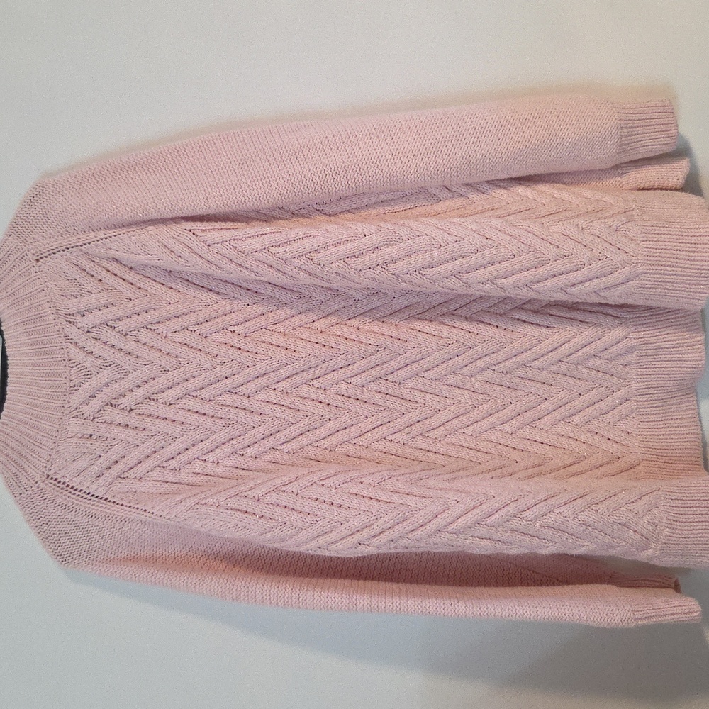 Chaps pink chevron knit sweater with metallic threading Sz 3X